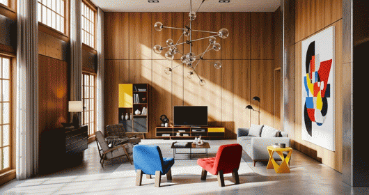 Khám phá vẻ đẹp hình khối với những ý tưởng phòng khách phong cách Bauhaus