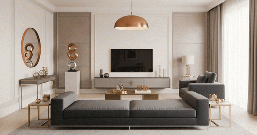 Thổi hồn thời thượng với ý tưởng thiết kế phòng khách Metallic độc lạ