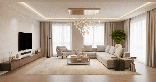 Ý tưởng chiếu sáng trần giúp phòng khách bừng sáng và hiện đại