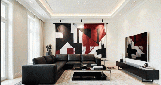 Phòng khách cá tính với ý tưởng thiết kế Banner đầy nghệ thuật sáng tạo