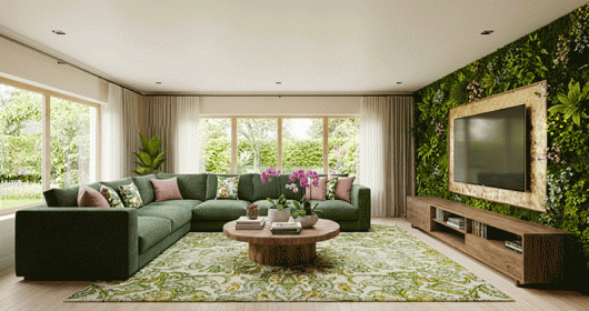 Botanical Garden – Ý tưởng thiết kế phòng khách xanh giàu tính nghệ thuật