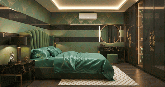 Ý tưởng phòng ngủ xanh rêu độc đáo giúp nâng tầm phong cách