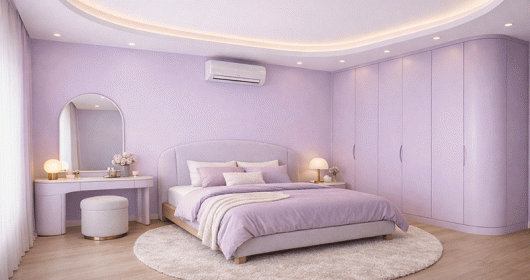 Ý tưởng thiết kế phòng ngủ tím pastel: Sang trọng mà vẫn dịu dàng