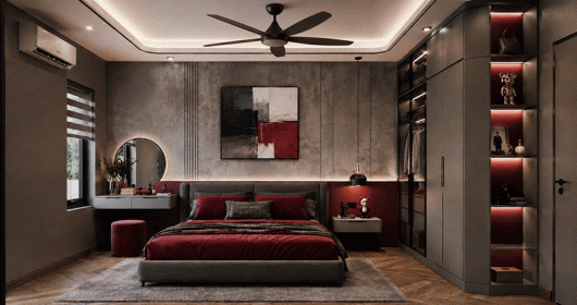 Thiết kế phòng ngủ đỏ Burgundy – Vẻ đẹp sang trọng đầy cảm xúc