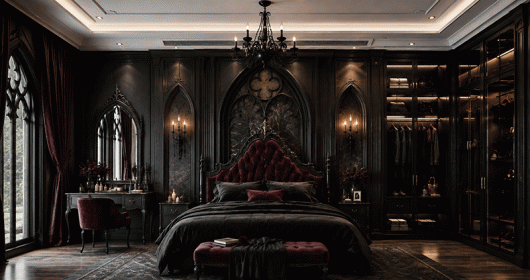 Ý tưởng phòng ngủ Gothic ấn tượng: Vẻ đẹp huyền bí trong sự tối giản